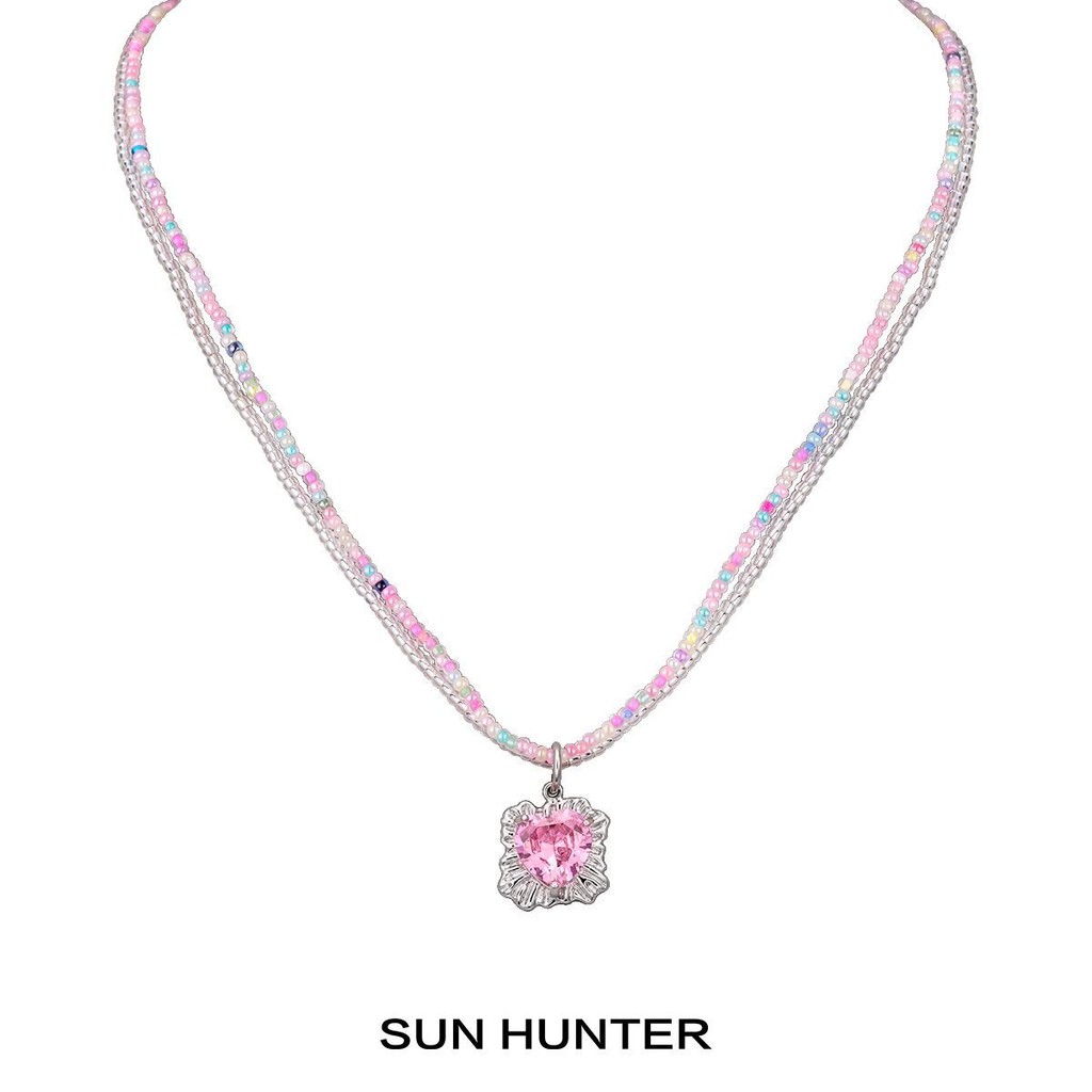 VERB Original Pink Love สร้อยคอลูกปัด Clavicle ตุ๊กตาบาร์บี้สีชมพู Sweet Cool Hot Girl Niche หลาย PA