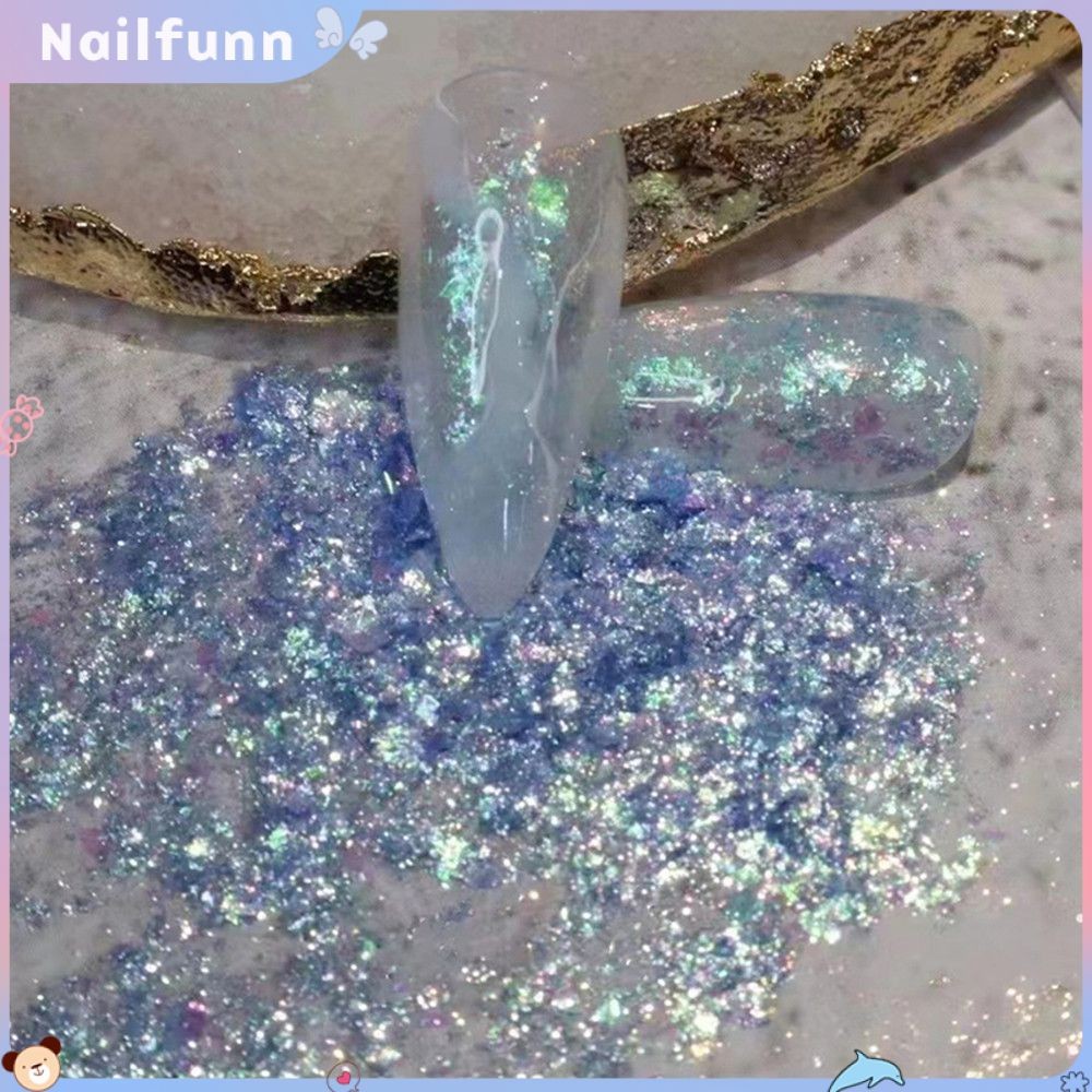 มีในสต็อก Mcmann Nail Art Opal Powder Sequin Aurora Brocade Powder Fairy Fantasy Color Sequin Nail D