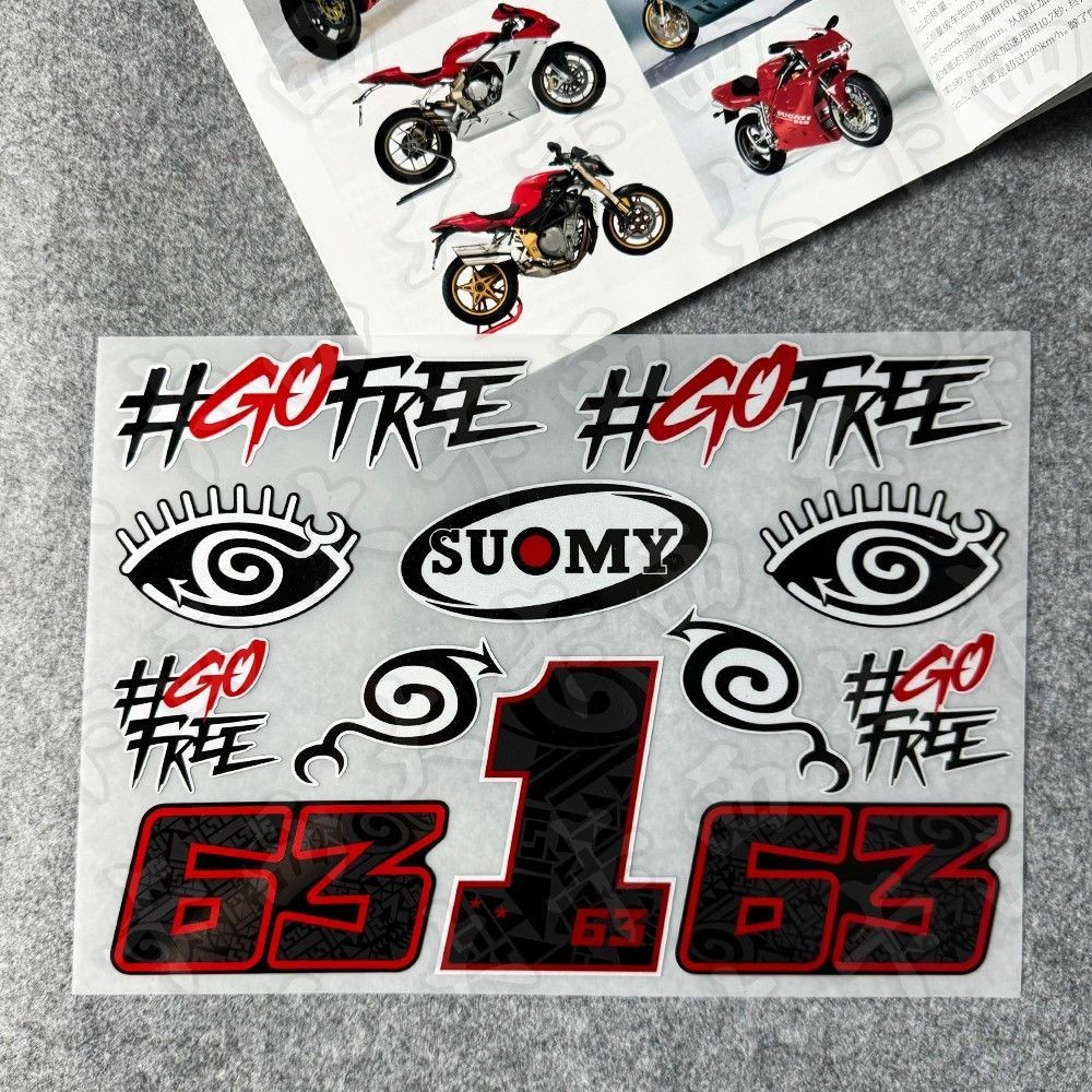 ใช้ได้กับสติ๊กเกอร์ Ducati MotoGP Ducati Team Decals No. 63 สติ๊กเกอร์ Bagnaia Baggnia VQC1