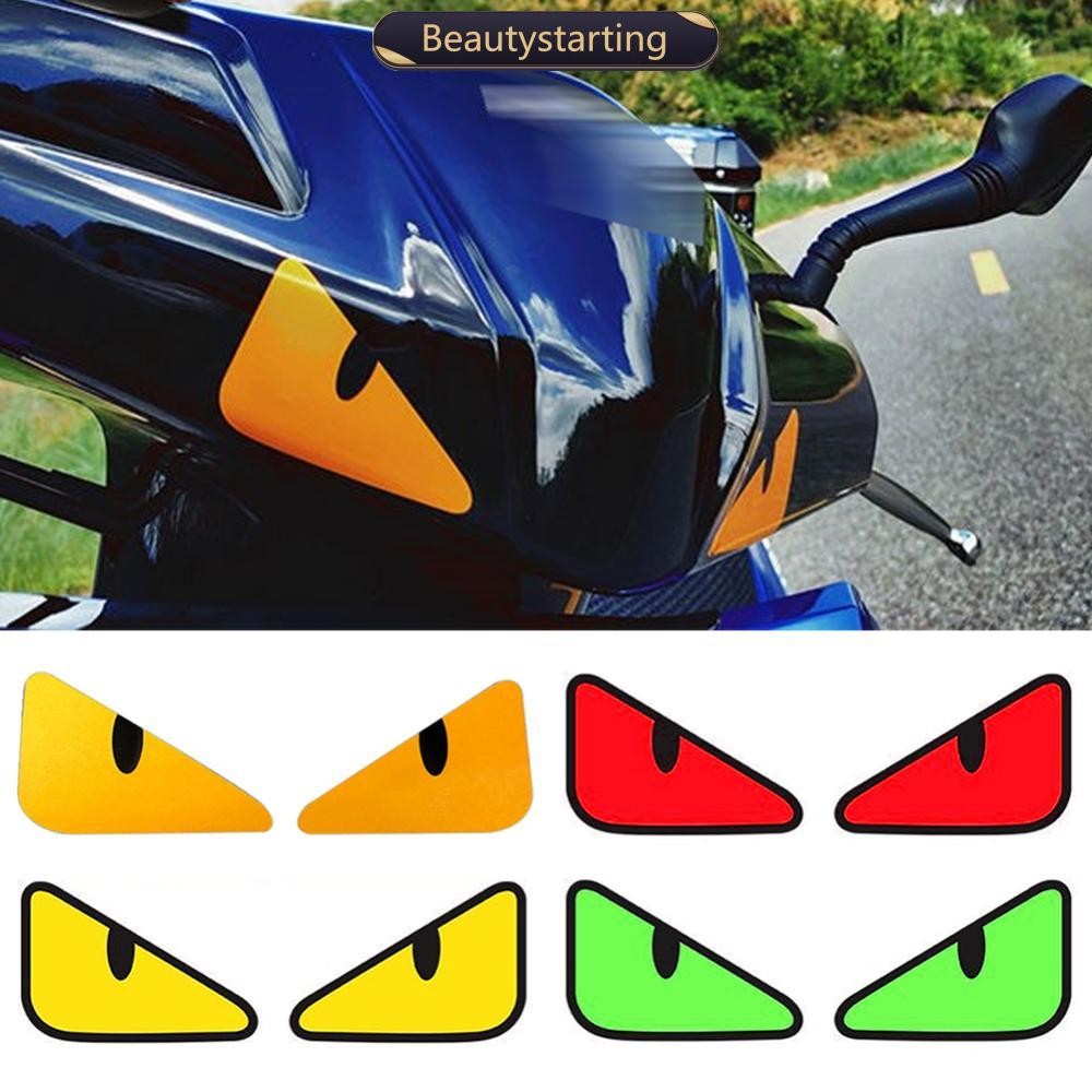 BEAUTYSTARTING 2 ชิ้นรถจักรยานยนต์ Devil Eye สติกเกอร์หมวกกันน็อคกันน้ําสําหรับรถมอเตอร์ไซด์รถหน้าต่