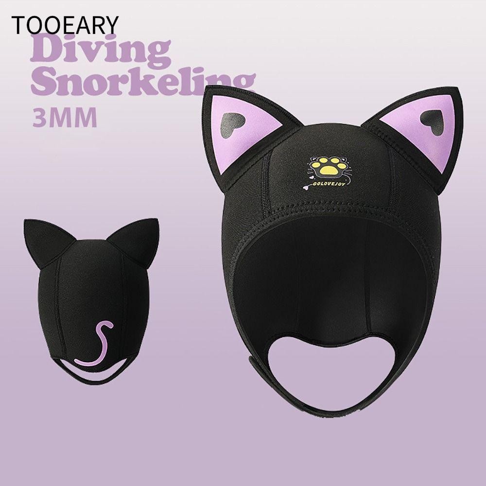 TAINAKARITSU Cat Ears Diving Hood, 3MM Neoprene Wetsuit Hood Cap,หนาการ์ตูนครีมกันแดดว่ายน้ําดําน้ํา