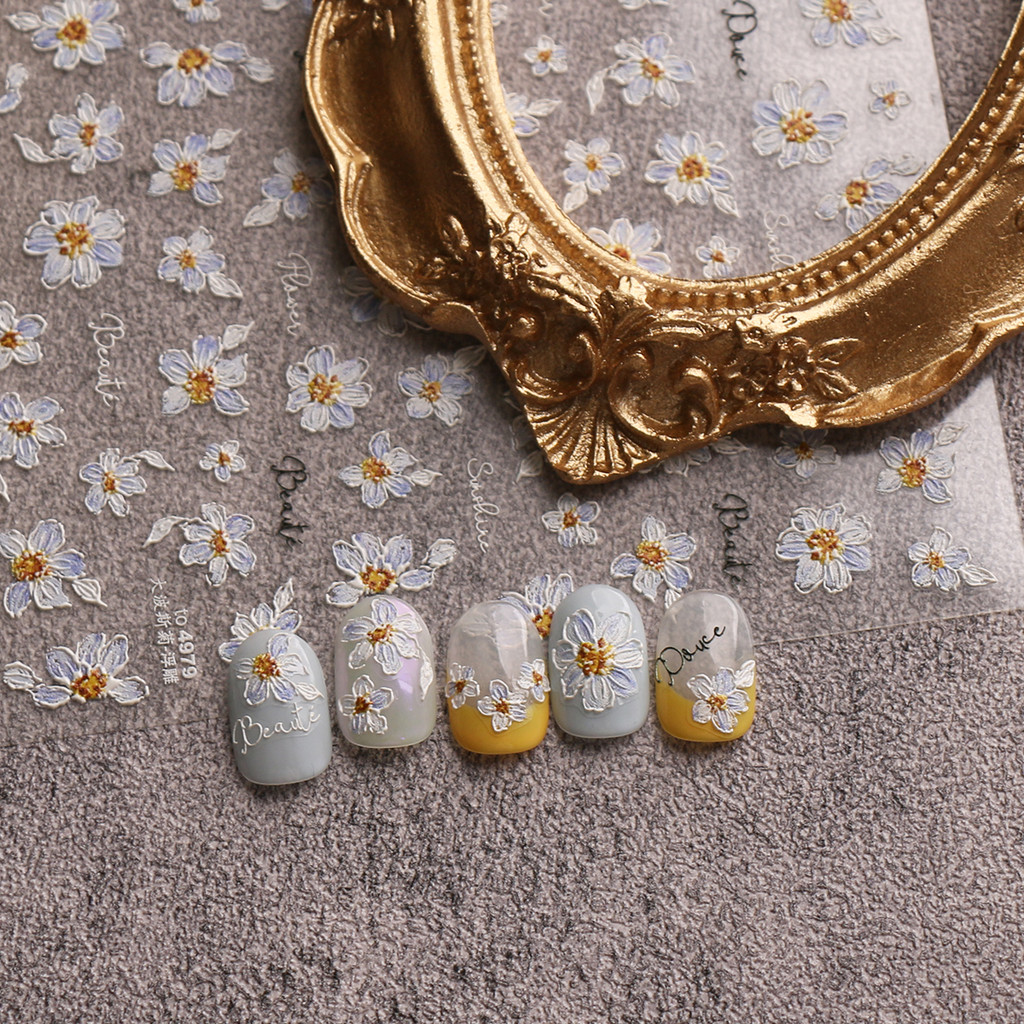 HAMA เล็บนูนสติกเกอร์เล็บขายส่งฤดูร้อนดอกไม้ที่มีสีสัน Retro ดอกไม้ผีเสื้อ Simple ตกแต่งเล็บสติกเกอร์ Decals เจ้าสาวงานแต่งงานเล็บ - รูปที่ 6