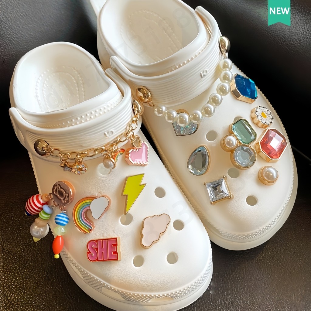 รองเท้าแตะแฟชั่น อุปกรณ์เสริม, Crocs Jibbitz Charms, jibbitz Set, รองเท ้ าแตะคุณภาพสูง อุปกรณ์เสริม,  คุณภาพสูง หัวเข็มขัดรองเท้า โลหะ ชุด