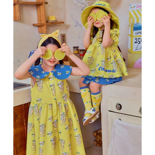 【พร้อมส่ง จำนวนจำกัด】ชุดเดรสเด็กผู้หญิง IRIS KIDS bebe IKD2678 ลายเลมอนน่ารัก แขนกุด ถ่ายรูปสวย ผ้านิ่ม ระบายอากาศดี