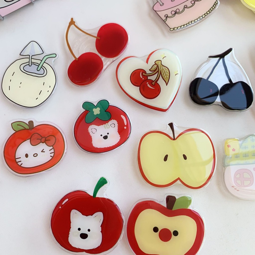 Ins ภาพประกอบ Apple Coconut Phone Griptok Universal Smart Tok Griptok Stand Holder สําหรับ IPhone ที่วางแบบพับได้ Lazy Bracket - รูปที่ 2