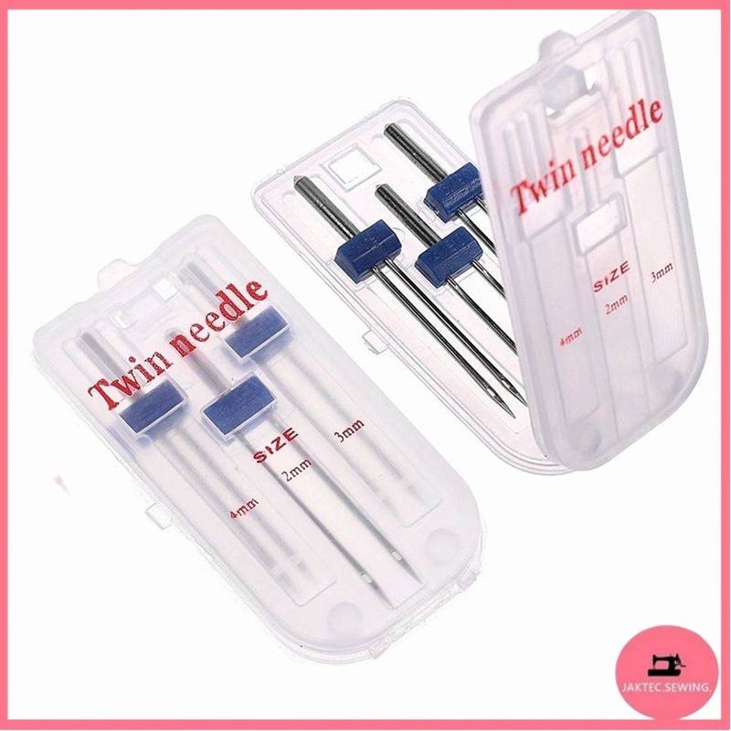 Twin needle เข็มจักรกระเป๋าหิ้ว เข็มคู่ห่าง พร้อมขนาด2mm 3mm 4mm  เข็มคู่ห่าง เข็มจักรบ้าน จักรกระเป๋าหิ้ว จักรซิกเเซก (