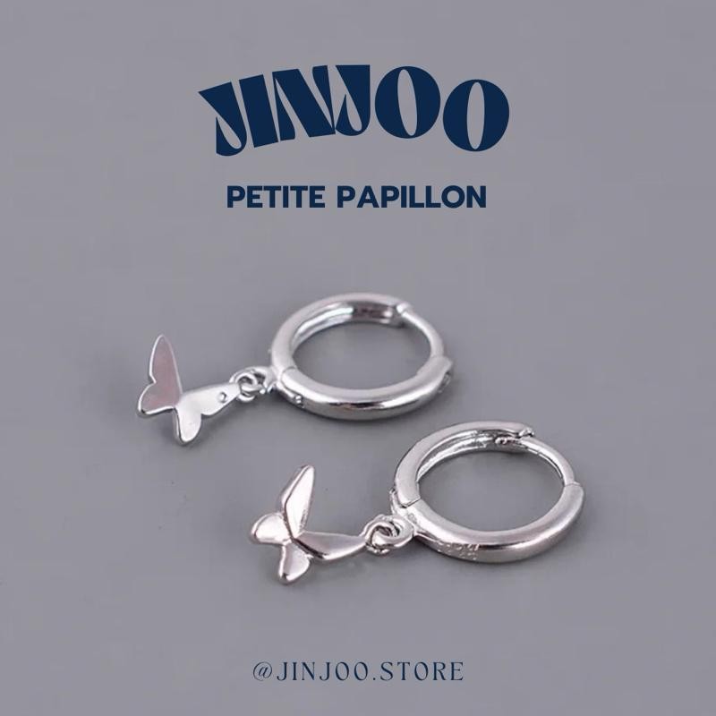Jinjoo ต่างหูห่วงผีเสื้อ รุ่น Petite Papillon ประดับจี้ผีเสื้อเล็ก ๆ ดูเรียบง่ายแต่มีความอ่อนหวาน ห่วง 10 mm