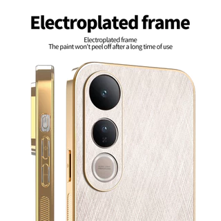 หรูหรากรณีโทรศัพท์หนังสำหรับ VIVO V60 V50 V40 Lite V30 Y38 Y19S Y04 Y21D X200S Y03 Y18 y28s X200 Pro Mini X200 Ultra วีโว่ Case กันกระแทกชุบชายแดนปกหลัง