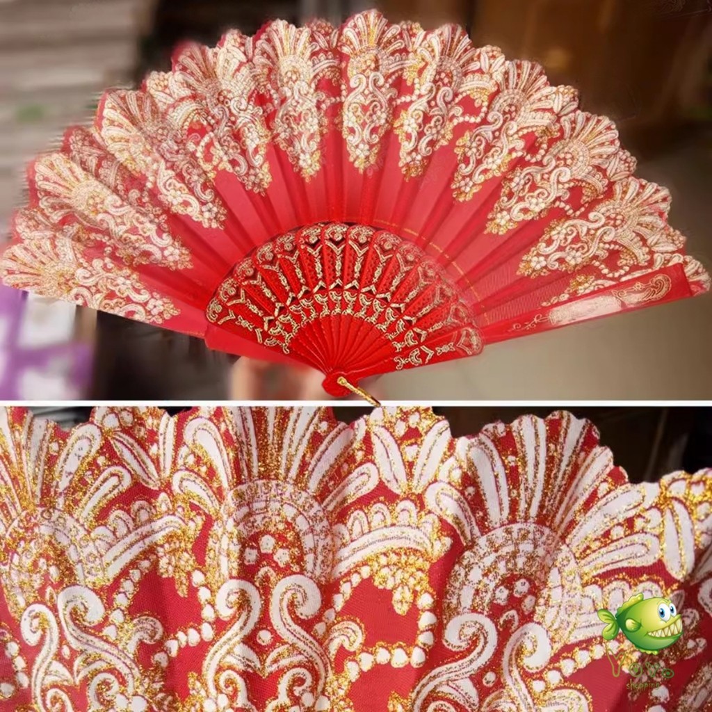 YOYO พัดลมคลาสสิก พัดจีนพัดสไตล์วินเทจ สง่างามและคลาสสิก พัดลม พัดพับ 1ชิ้น  Folding fan - รูปที่ 3
