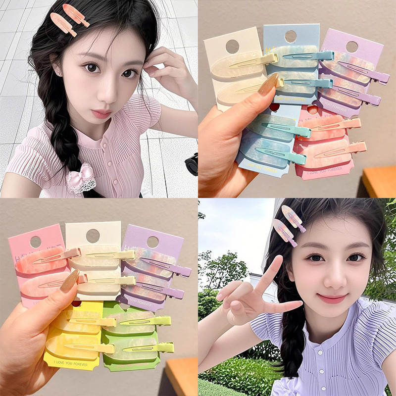 2ชิ้นลูกอมสีที่ไร้รอยต่อกิ๊บแฟชั่นเกาหลีผมหักเรียบคลิปอุปกรณ์ผมสําหรับผู้หญิง