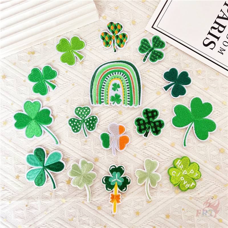 ❁ แผ่นแปะรีด Lucky Clover ❁ 1 ชิ้น DIY เย็บบนเหล็กบนป้ายแพทช์