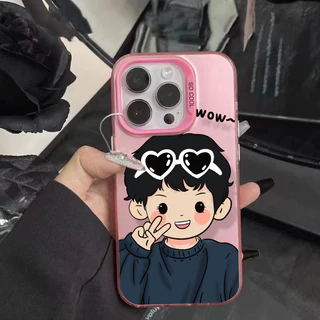 คู่รักการ์ตูนน่ารักเด็กผู้ชายโทรศัพท์นิ่ม เคส IPhone17 13 16 15 11 14 12 Pro Max 7Plus 15 16 8 14 Plus XR XS Max SE 2020
