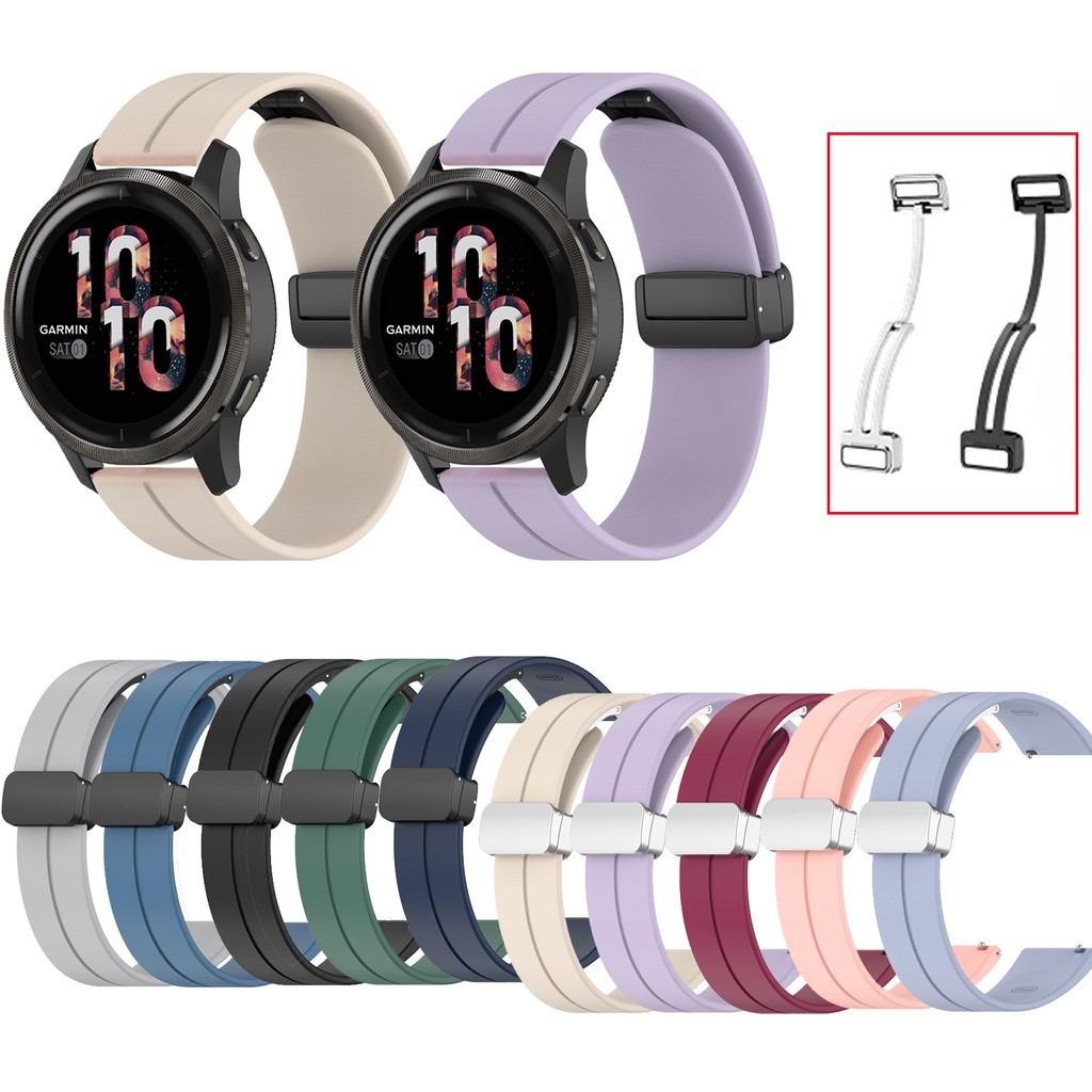 18 มม.20 มม.22 มม.ซิลิโคนแม่เหล็กสายคล้องคอสําหรับ Garmin Venu4 Venu3 Venu2 Venu3s/Vivoactive 3 4 5 