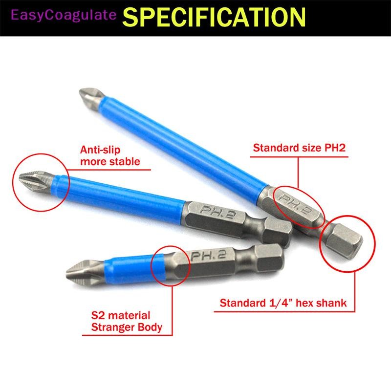 Eas Magnetic Anti Slip ไขควงไฟฟ้า 1/4 "Hex Shank Precision PH2 Ate