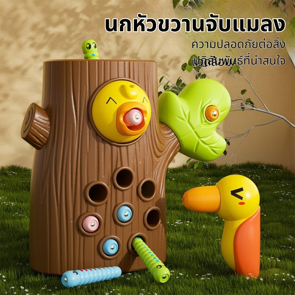 BHQ พร้อมส่ง ของเล่นนกหัวขวาน แบบแม่เหล็ก จับหนอน สัตว์ นก ของเล่นเสริมการเรียนรู้เด็ก