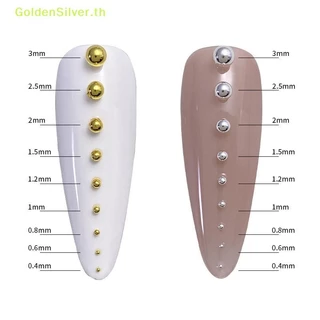 Goldensilver 0.4 มม.-3 มม.เงินสีขาวเล็บ Micro โลหะ Caviar ลูกปัดเล็บ 3D Rhinestone ตกแต่งเครื่องมือ TH