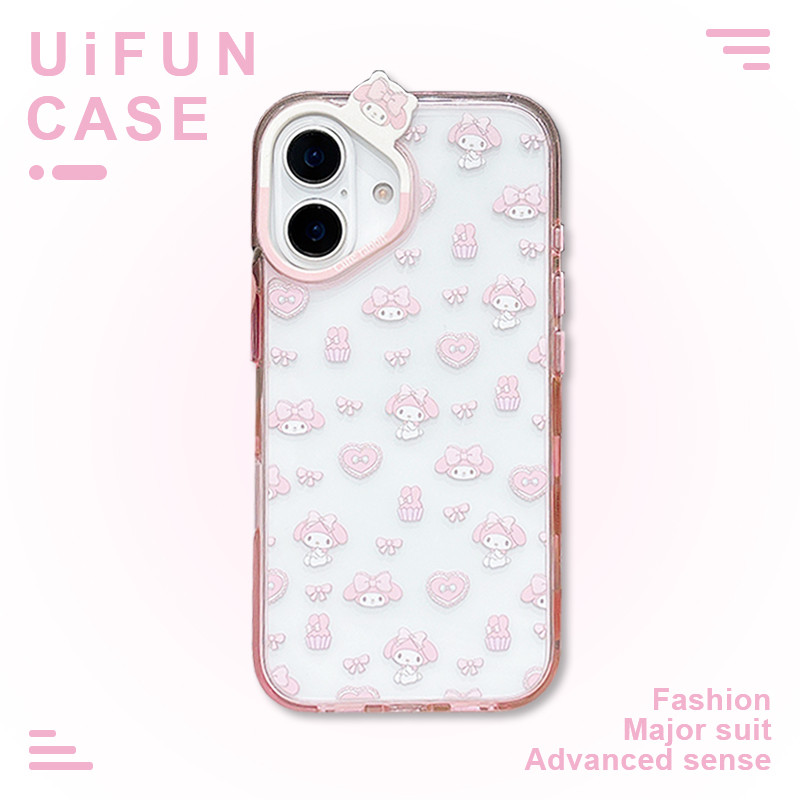 3d การ์ตูน Bowknot Love Heart Melody เคสโทรศัพท์สําหรับ iPhone 16 15 14 13 Pro Max 16Promax โปร่งใส Hard ฝาหลังปลอกมือถือ