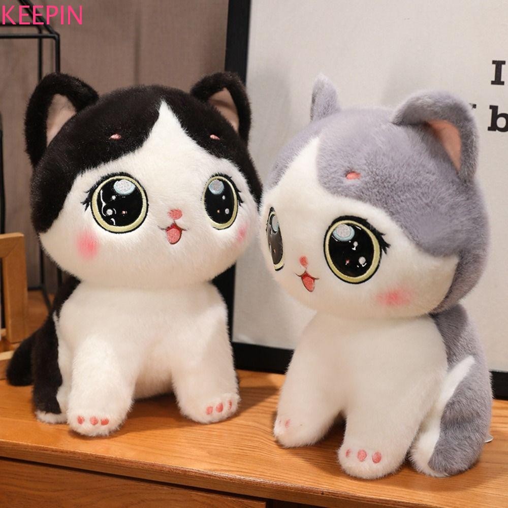 Keepin ตุ๊กตาแมว, Big Eyed หมอนเบาะของเล่นตุ๊กตาแมว, Cuddly โซฟาตกแต่ง Kawaii สัตว์น่ารักลูกแมวนอนตุ๊กตา