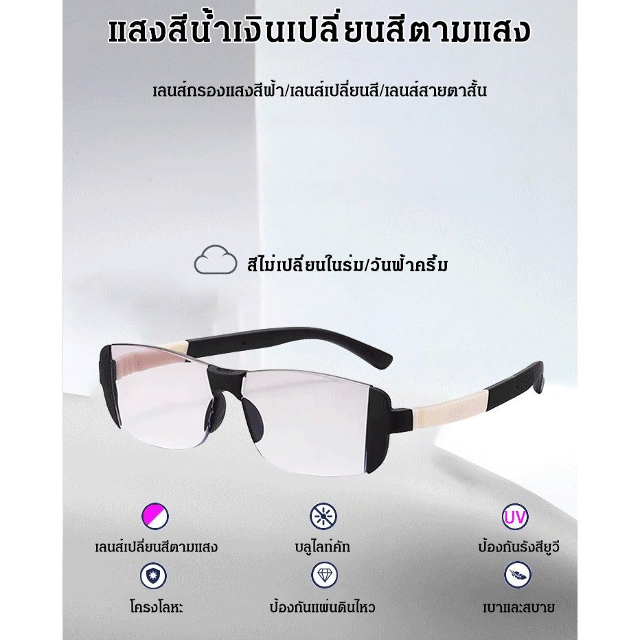 【ปรับโฟกัสอัตโนมัติ/เปลี่ยนสีได้เอง】เลนส์อัจฉริยะ แว่นอ่านหนังสือผู้สูงอายุ ป้องกันแสงสีฟ้า แว่นตาเปลี่ยนสีอัตโนมัติ พร้อมเทคโนโลยีปรับโฟกัสชาญฉลาด สำหรับวัยกลางคนและผู้สูงอายุ - รูปที่ 3