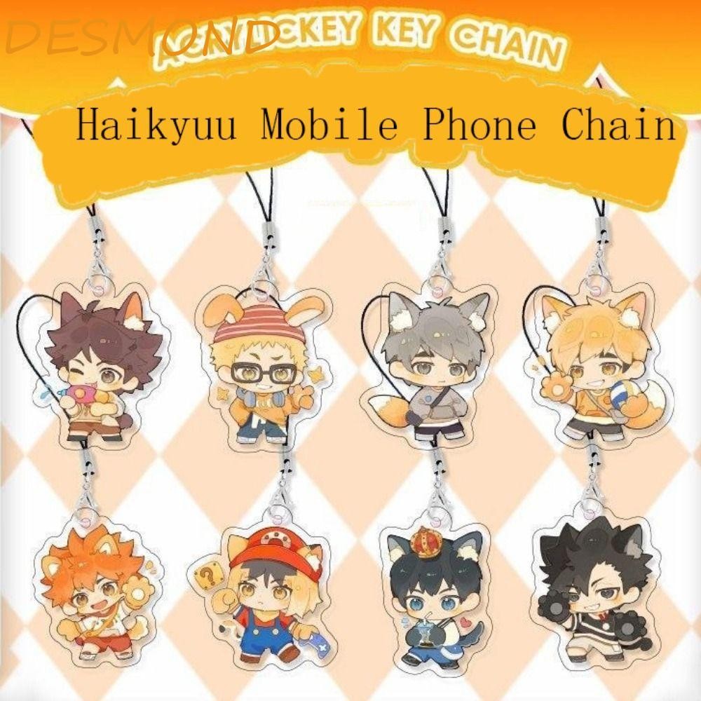 Desmond Haikyuu โซ่โทรศัพท์มือถือ, Shoyo Hinata Tobio Kageyama Haikyuu จี้โทรศัพท์, สายคล้องโทรศัพท์ Bokuto Kotarou Kuroo Tetsurou การ์ตูน Hinata Shoyo โทรศัพท์เชือกกระเป๋าแขวน