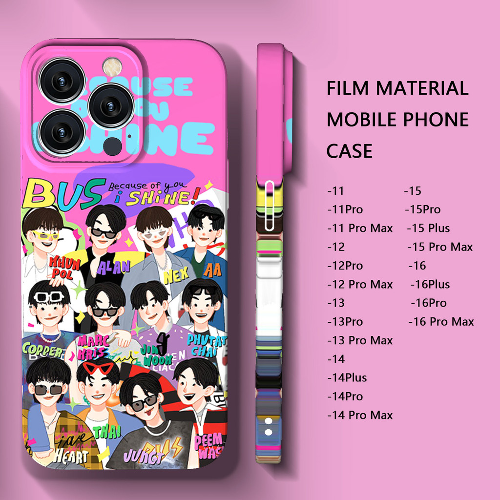 เคสมือถือแอปเปิ้ล BUS because of you i shine iPhone 11 PRO MAX 12 13 14 PRO MAX 14lus 12pro 13 PRO MAX promax กรณีการป้องกันวางหลัก