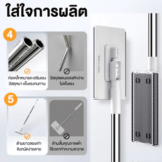 SOBAMไม้ถูพื้น ผ้าถูพื้นแบบเปียก ไม้ม็อบดันฝุ่น ไม้ถูพื้นแบน lazy mop หมุนได้ 360 องศา หมุนเพื่อทำความสะอาด สามารถใช้กับ