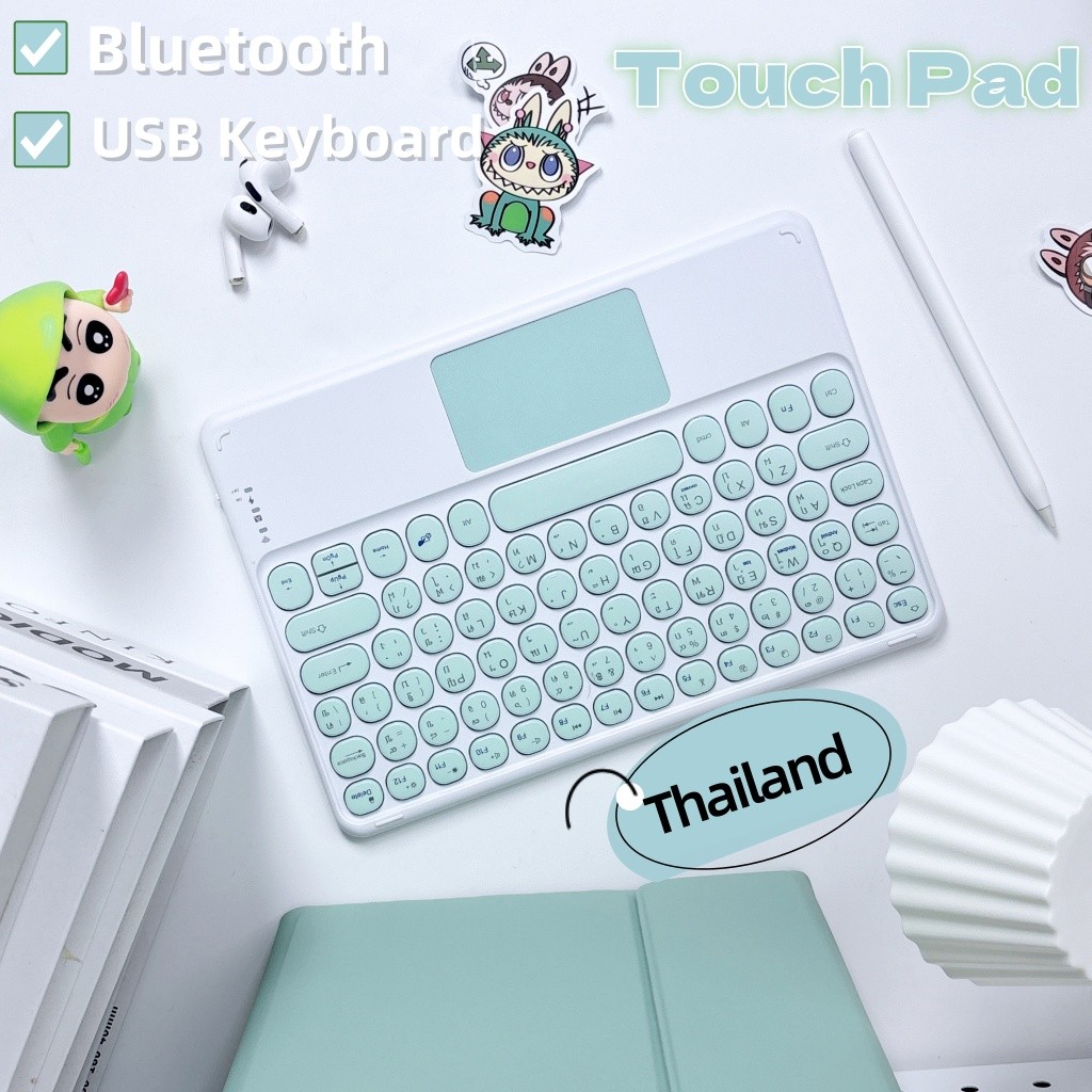 คีย์บอร์ดไร้สายบลูทูธ แป้นพิมพ์บลูทู ธแป้นพิมพ์สำนักงาน KEYBOARD Wireless 3.0 Bluetooth EN/TH Layout iOS Android