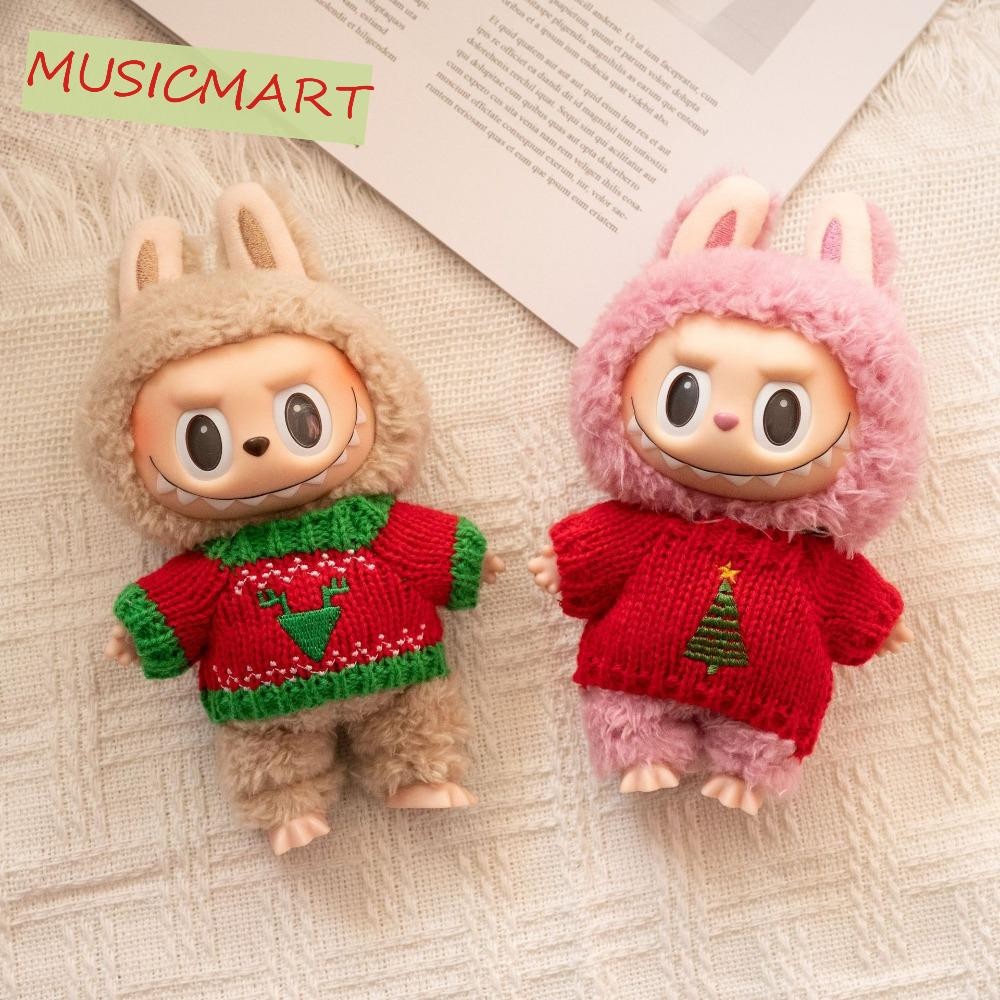 Musicmart Labubu Time เสื้อผ้า, ชุดของเล่นอุปกรณ์เสริม 15 ซม./17 ซม.ผ้าฝ้ายตุ๊กตา, แฟชั่นที่มีสีสันน่ารักสไตล์คริสต์มาส Labubu ตุ๊กตา Plush เสื้อผ้าเด็กของขวัญ