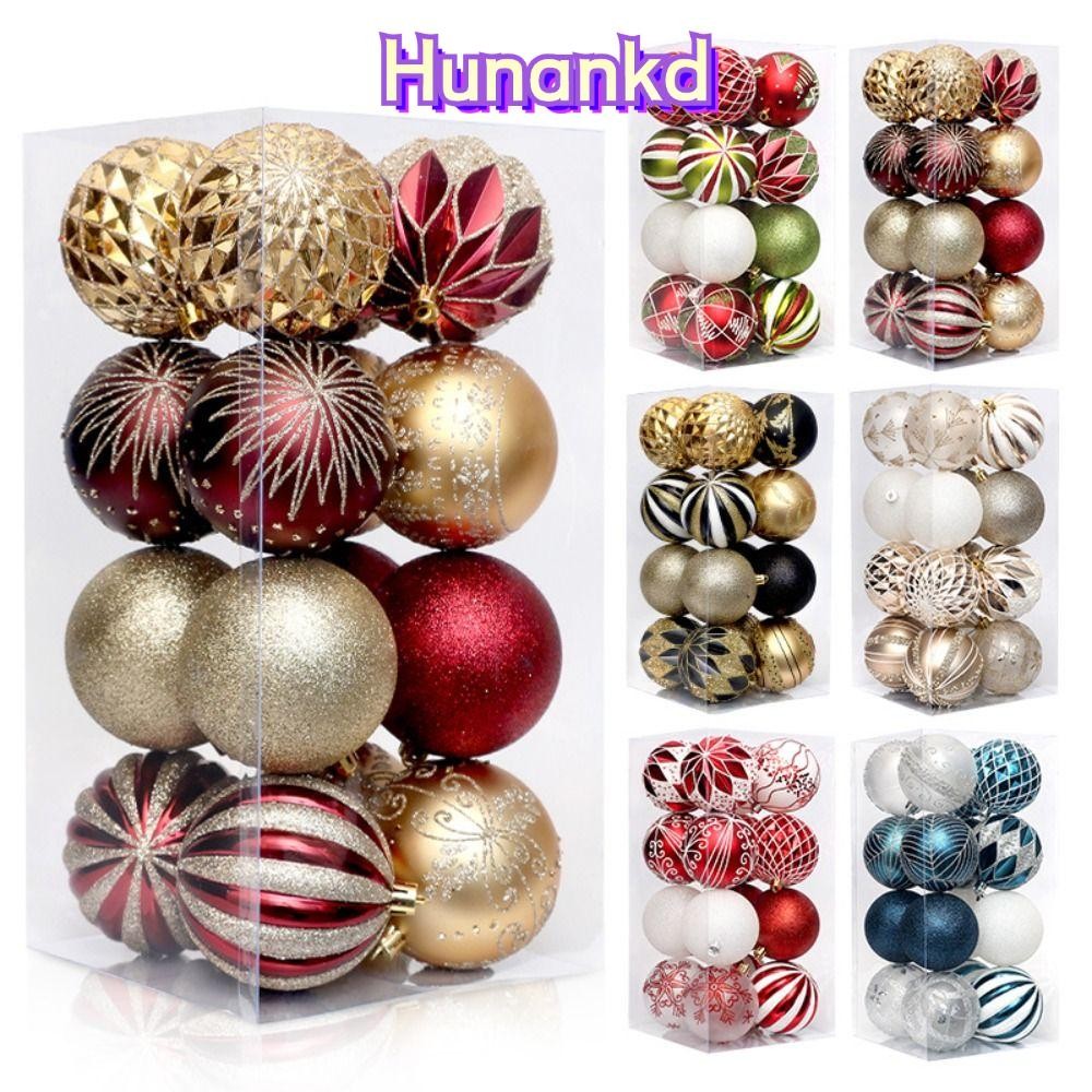 Hunan 16 ชิ้นทาสีลูกบอลคริสต์มาส, 8 ซม.Xmas แขวนจี้ Christma Tree แขวนลูกบอล, DIY ของขวัญเครื่องประดับต้นคริสต์มาสสีสันสดใส Glitter Christmas Tree Ball ตกแต่งบ้าน