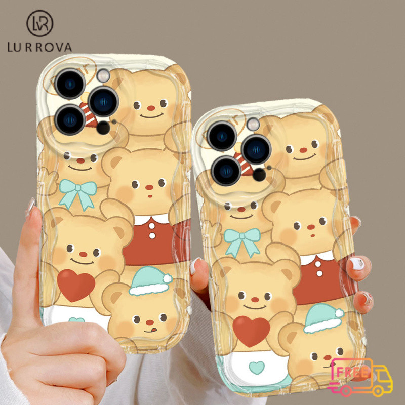 กรณีoppo Reno 13F 5G Reno12 F Reno 12 Reno11 F Reno 11 Reno 10 Reno 8T Reno 8Z Reno 7Z Realmeหมายเหตุ 60 Reno8 Reno7 Reno6 คริสต์มาสหมวกเนยหมีกันกระแทกTPUโทรศัพท์มือถือ
