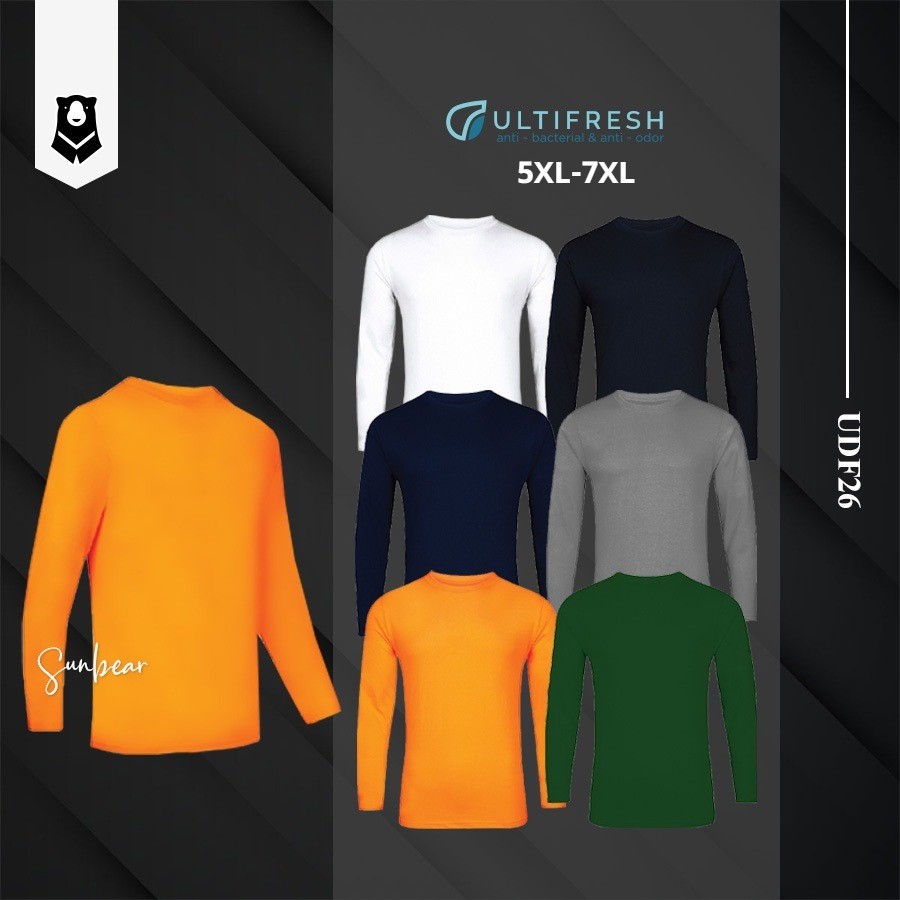 Ultifresh UDF26 5XL-7XL Up Size คอลูกเรือเสื้อยืดแขนยาว Unisex ไมโครไฟเบอร์ .my
