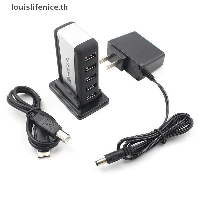 Lnth USB 7-Port HUB ขับเคลื่อนด้วยสายเคเบิลอะแดปเตอร์ AC ความเร็วสูง EU/US ปลั๊กสําหรับแล็ปท็อปพีซีร