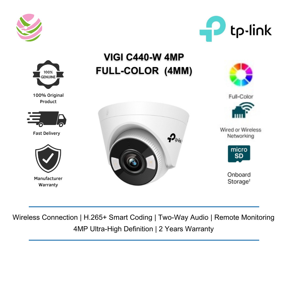 TP-Link CCTV Vigi C440-W 4MP Full-Color WI-FI Turret Network Camera การเชื่อมต่อไร้สาย