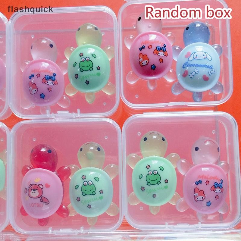 Flashquick 2 ชิ้น/กล่อง MyMelody Cinnamoroll DIY Handmade ตกแต่งวัสดุอะนิเมะ Sanrios เต่า Series 3D Luminous เรซิ่น Patch เครื่องประดับ Nice