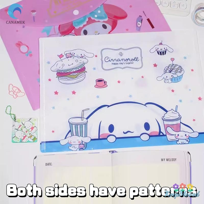 Keepmoved 1PC เครื่องเขียนของขวัญ Sanrio น่ารัก Hangyodon Mymelody Kuromi Cinnamoroll PVC A4 แฟ้มโฟลเดอร์เอกสาร Filing กระเป๋าใหม่