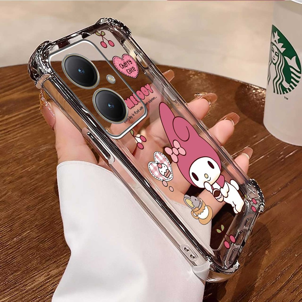 ปลอกสําหรับ OPPO A79 5G Luxury Soft Air Bag ShockProof น่ารัก melody kuromi เคสโทรศัพท์สี่มุมอิเล็กทรอนิกส์-plating เคสโทรศัพท์