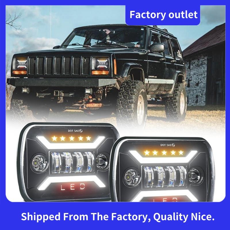 7x6 5x7 LED ไฟหน้า H6054 ไฟหน้าสี่เหลี่ยมสูง Low Beam DRL ไฟเลี้ยวสําหรับ Jeep Cherokee XJ Wrangler 