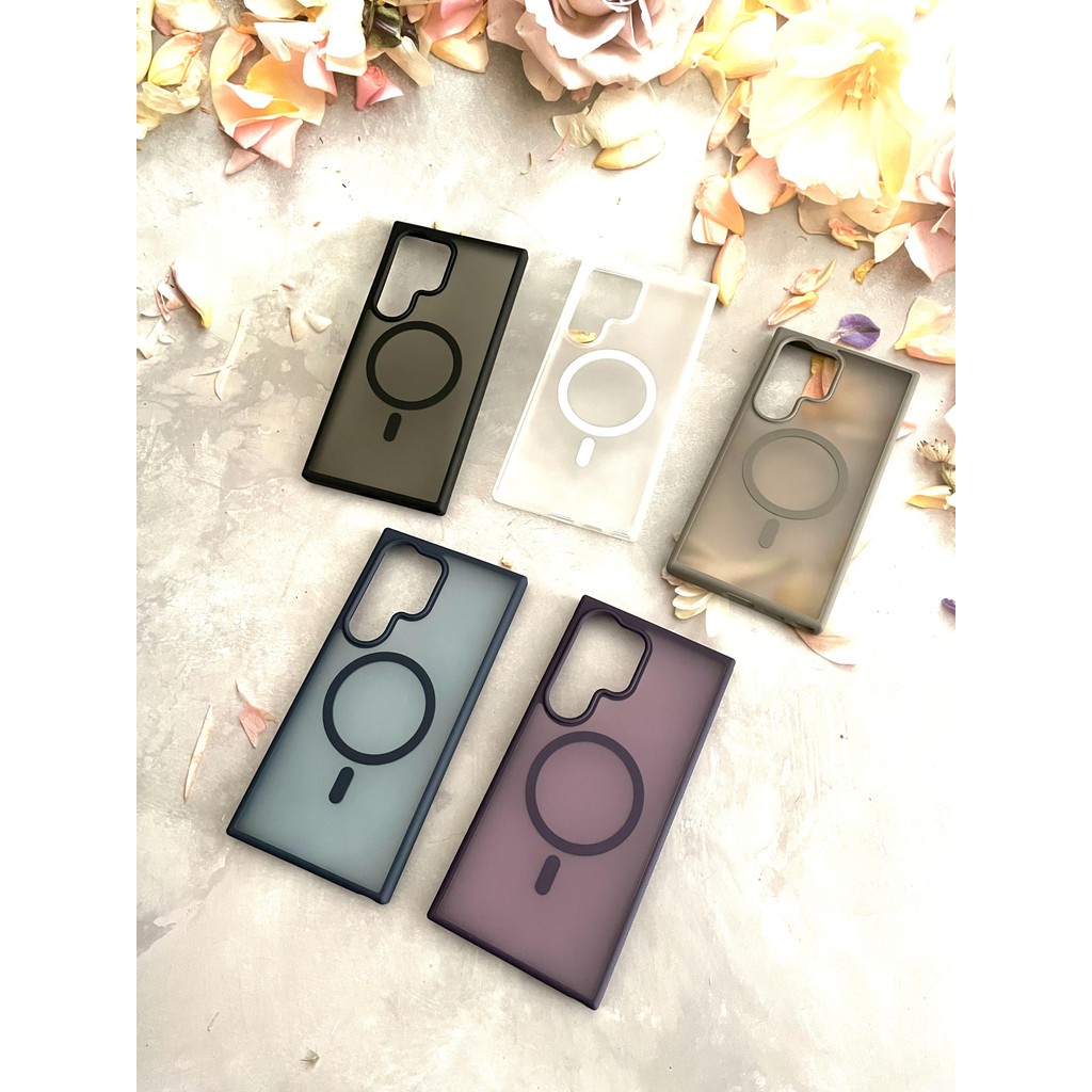 เคส S25 Ultra / S24 Ultra / S23 Ultra / S22 Ultra Case หลังขุ่น ขอบสี กันลื่น ชาร์จแม่เหล็ก MAG