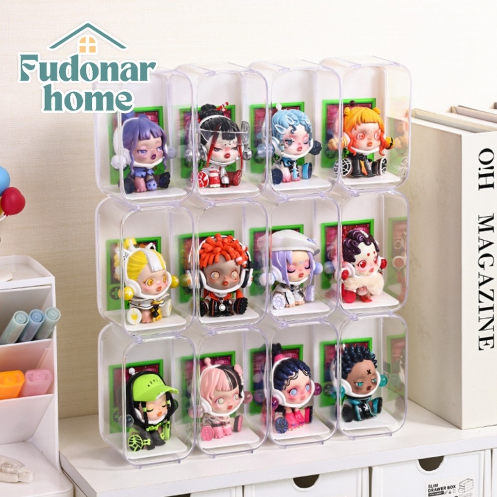 Fudonar กล่องอะคริลิคใส วางซ้อนกันได้ กล่องสำหรับเก็บฟิกเกอร์ กล่องเก็บอาร์ตทอย