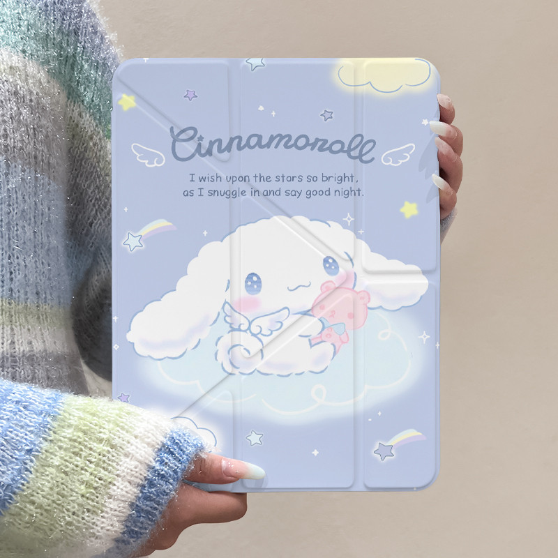 อะคริลิค เคสไอแพด Y รูปร่าง + Triple พับสําหรับ iPad Air6 Air5 Air4 10.9 Gen7 Gen8 Gen9 10.2 นิ้ว Cloud Cinnamoroll Mini7 Pro11 2022 Air3 Air2 Air1 Gen5 Gen6 Gen10 iPad Cover - รูปที่ 2