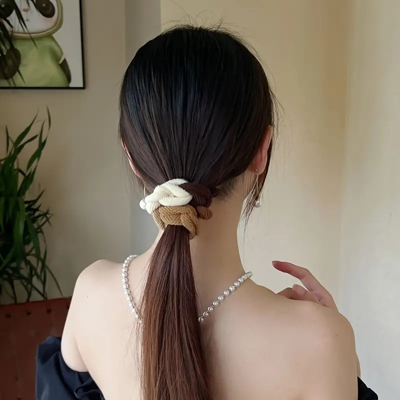 ยางรัดผมเปียเส้นใหญ่ ยางมัดผมถัก สไตล์เกาหลี น่ารัก ยางรัดผมยืดหยุ่นสูง ทันสมัย ​​คุณภาพสูง - รูปที่ 6