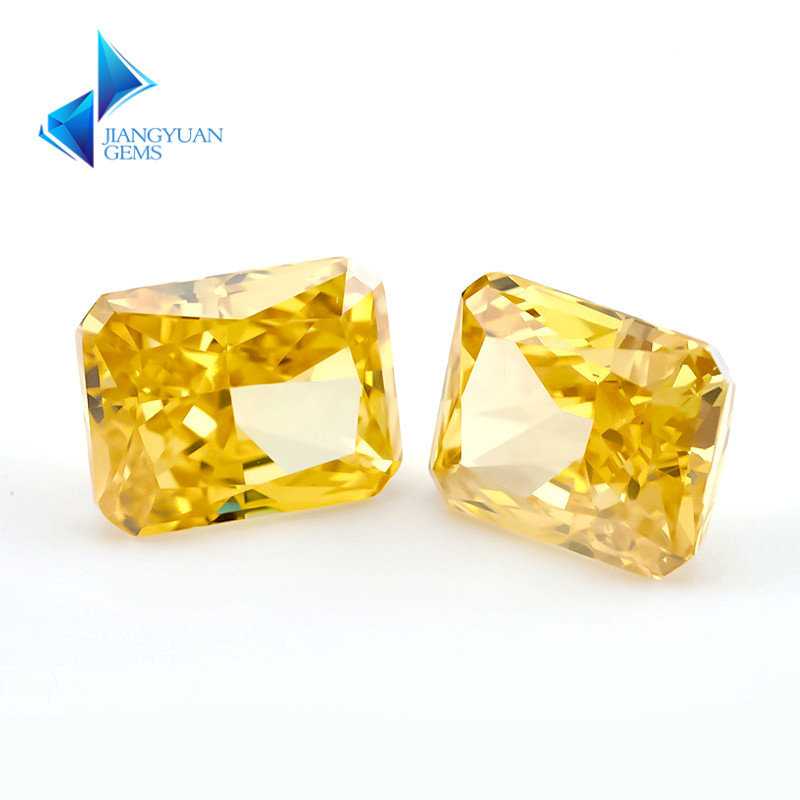 หินซิทริเนีย (CZ) สังเคราะห์ขนาด 7x9 มม., สีเหลืองแก่, สำหรับทำเครื่องประดับ DIY