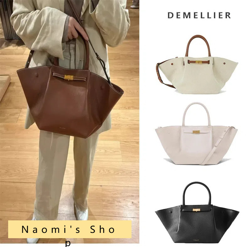Demellier Midi New York Tote Bag Cowhide Leather กระเป๋าสะพายความจุขนาดใหญ่กระเป๋าถือ Dumpling Bag Womens Wing Bag