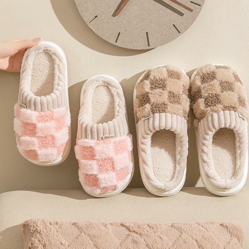รองเท้าแตะ ผ้าฝ้าย 36-45 หลา แบบหนา กันลื่น ให้ความอบอุ่น เหมาะกับใส่ในบ้าน และในร่ม แฟชั่นฤดูใบไม้ร่วง และฤดูหนาว สําหรับผู้หญิง