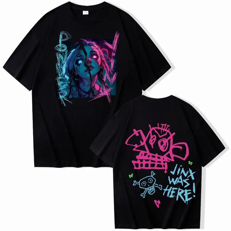 Unisex Arcane-jinx เสื้อยืดผู้ชายผู้หญิง Harajuku O-Neck ฤดูร้อนเสื้อลำลอง Tops