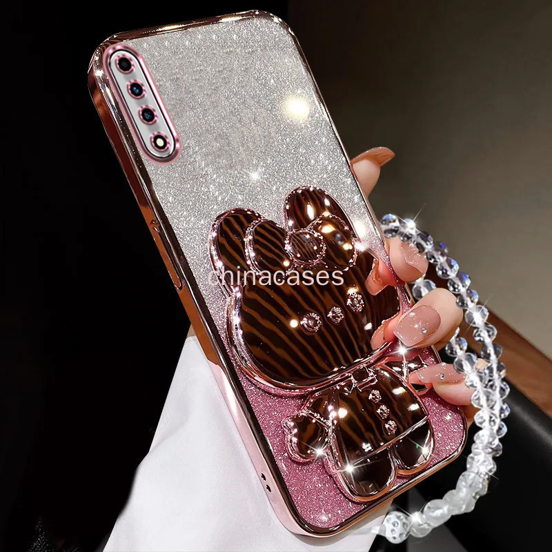 ปลอก Samsung Galaxy A70 A50 A50S A30S A750 A7 2018 A750F A51 A71 A31 เคสโทรศัพท์ 2025 ใหม่รูปแบบพลาสติกกรณีกระต่ายวงเล็บ Glitter Electroplating โปร่งใสนุ่มเลนส์ป้องกันกันกระแทก RFVTGBYHN