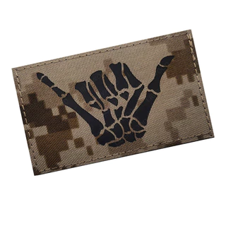 Skull Skeleton Hand Finger Glow Dark Patch,อินฟราเรดIRสะท้อนแสงยุทธวิธีตกแต่งแพทช์AppliquesกับHook Loop Fastener