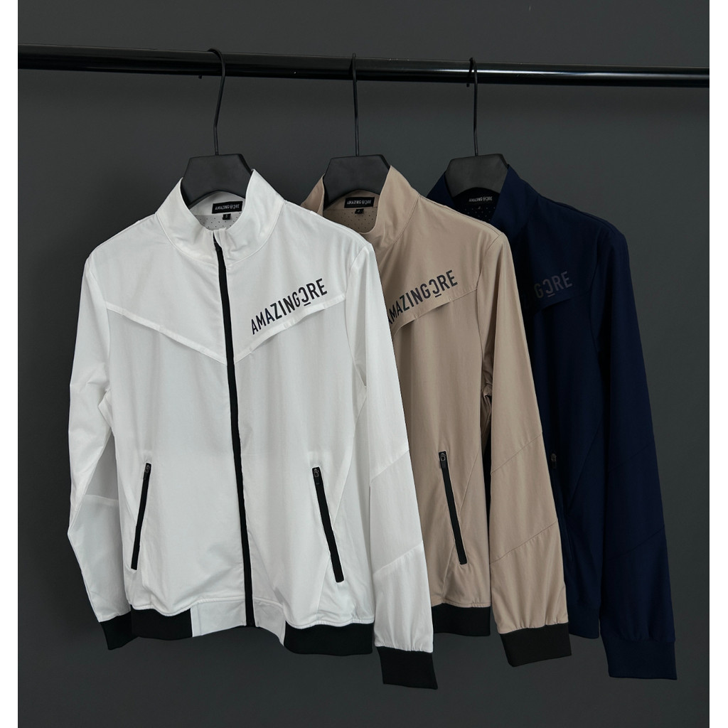 [AMG] Golf Mens Windbreaker Thin Casual Fashion เสื้อแจ็คเก็ตกีฬากลางแจ้งสบาย (F2401) U9ZC