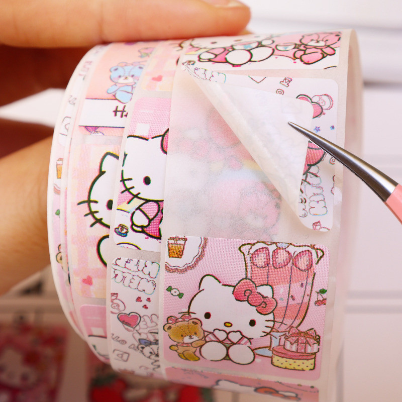 500 ชิ้น/ม้วน Hello Kitty สติ๊กเกอร์การ์ตูน – PVC Laptop Decals Stiker – DIY Handbook สติ๊กเกอร์ตกแต่ง – ป้ายบรรจุภัณฑ์ของขวัญกาวในตัว – น่ารักอะนิเมะสีชมพูปิดผนึกสติกเกอร์ ราคา ถูกที่สุด ดีลบีเคเค แกลเลอรีภาพที่ 9