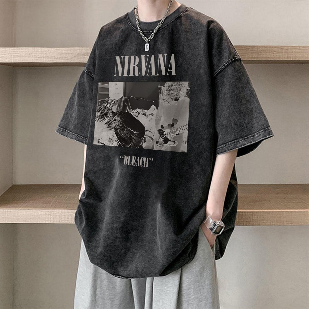 TeeTwoOneสไตล์อเมริกันวินเทจLincoln Park สไตล์สตรีท เสื้อเชิ้ตวงดนตรี"NIRVANA" พิมพ์ลาย COTTON 100%OVERSIZEเสื้อยืด